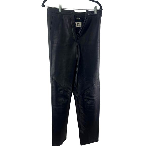 Firenze Pants - Vintage Firenze Leather Pants Size 6 Black Women's Straight Button Waist